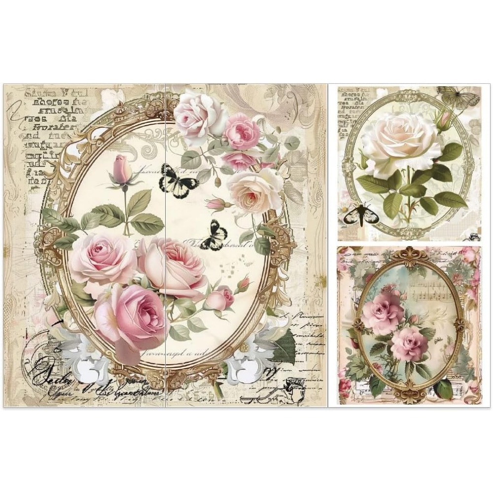 Office Furniture Set - 3pcs/Set Rose Rub on Transfers for