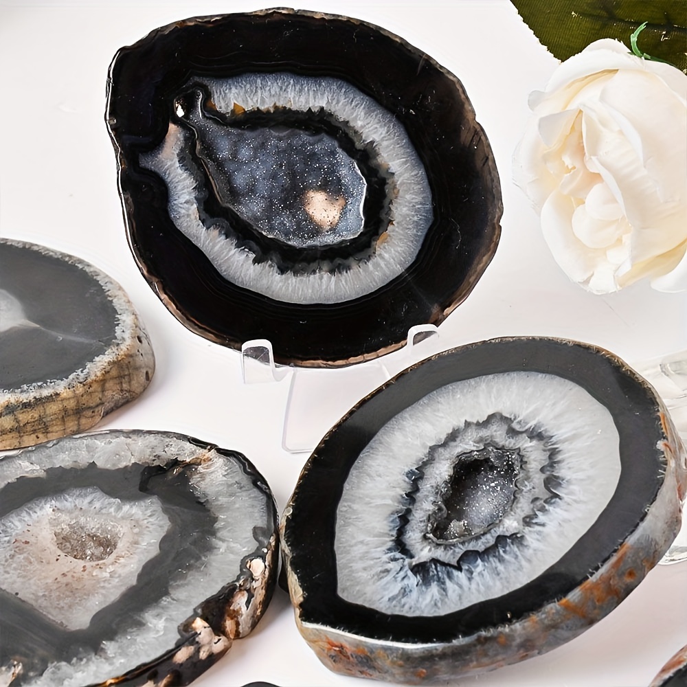 Office Furniture At Home - 1pc Natural Black Agate Geode Slice