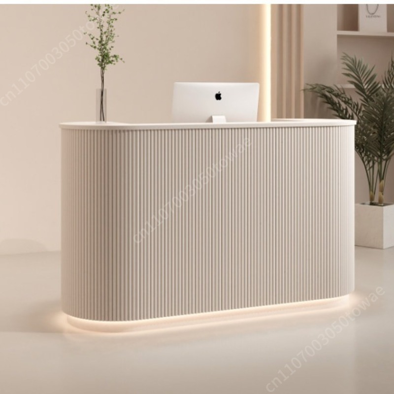 Office Furniture Suppliers - Curved Vertical Fluted Reception Desk with