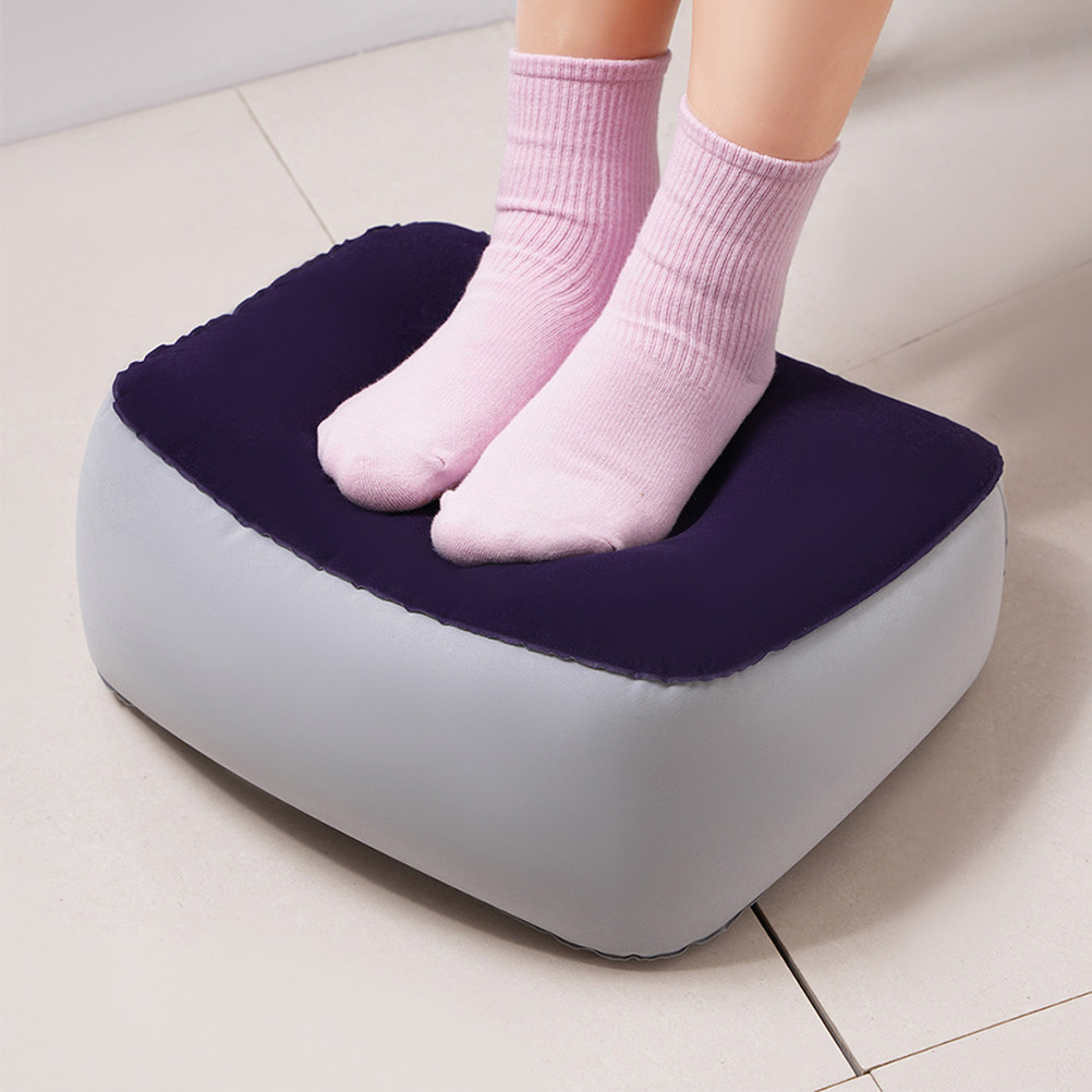 Gray Blue Inflatable Flocking  - đánh giá và giá Office Footrest Cushion