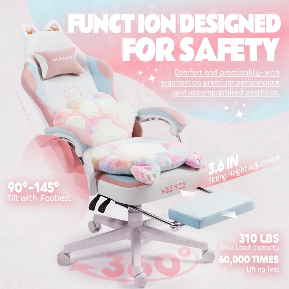 Gaming Chair Cute with Cat Ear - đánh giá và giá Office Footrest Cushion
