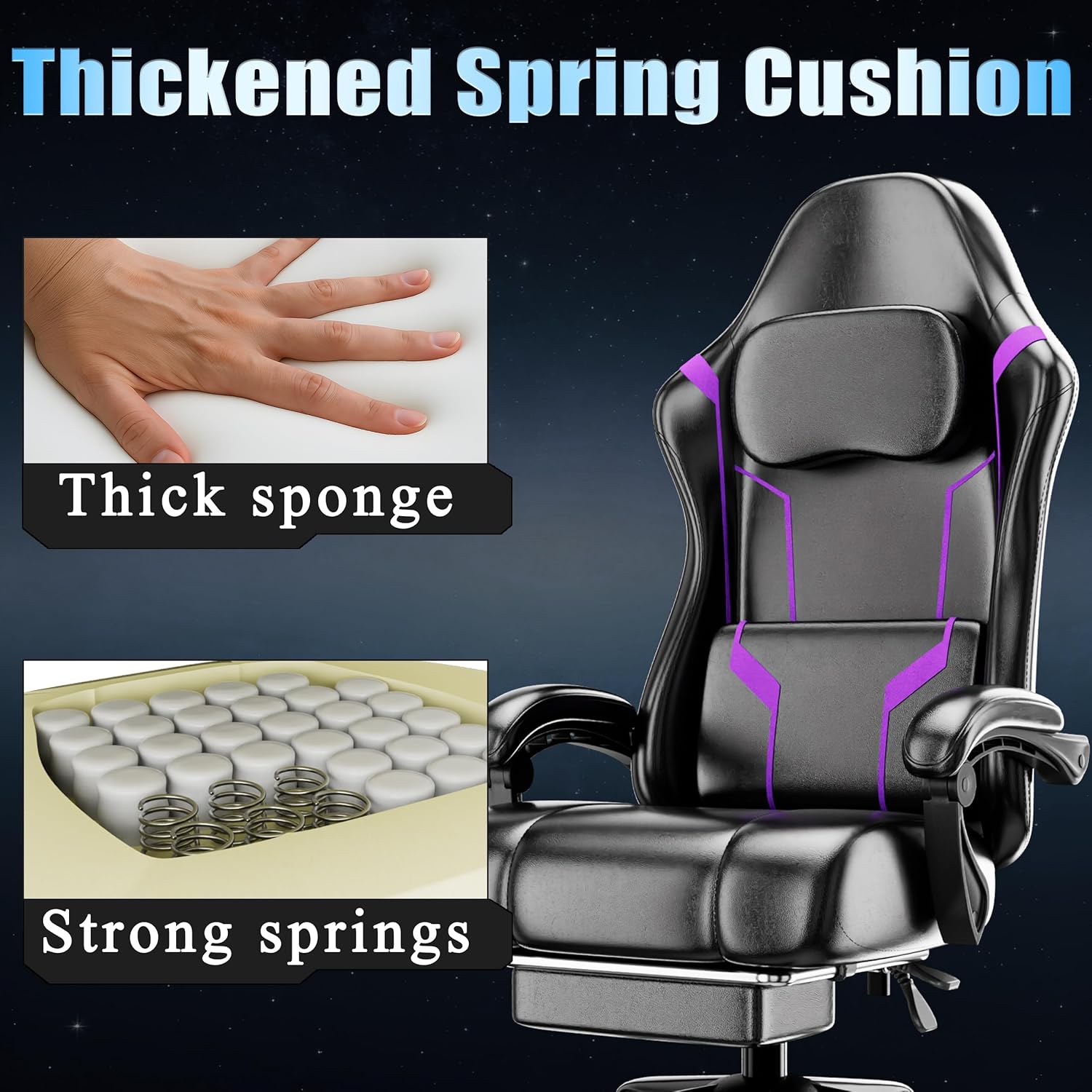 Ergonomic Gaming Chair with Po - đánh giá và giá Office Footrest Cushion
