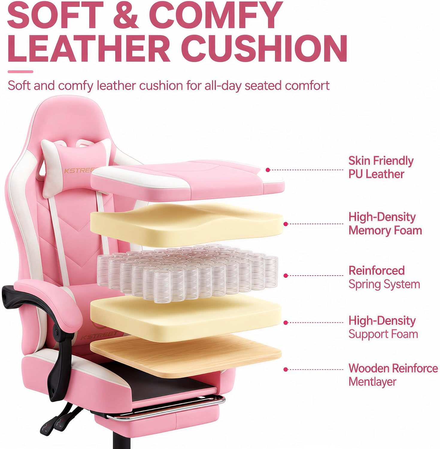 Ergonomic High Back Gaming Cha - đánh giá và giá Office Footrest Cushion